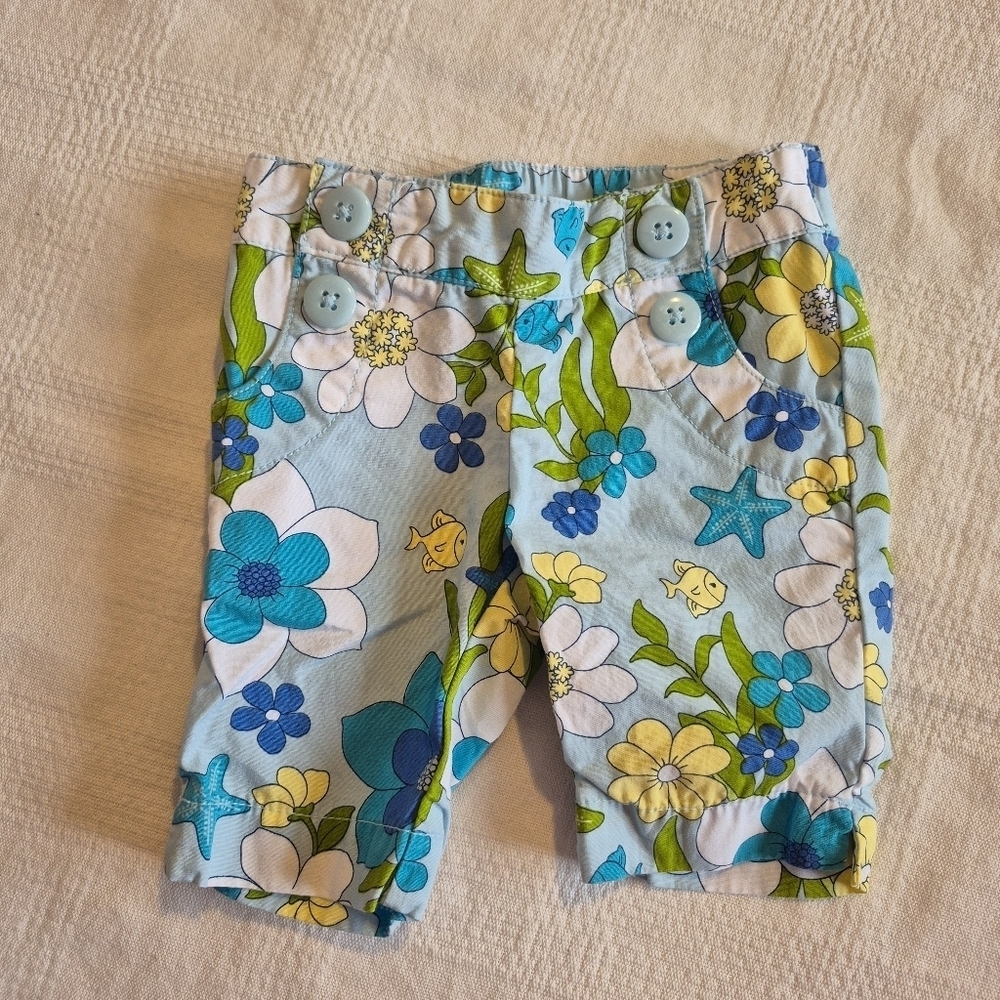 Gymboree girls 3-6 months cropped pant Sea Splash line EUC